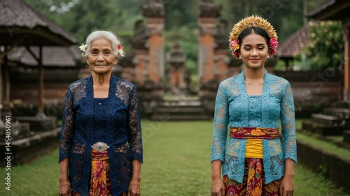 Wallpaper Mural Two women in beautiful traditional outfits celebrate Balinese culture in a temple garden Torontodigital.ca