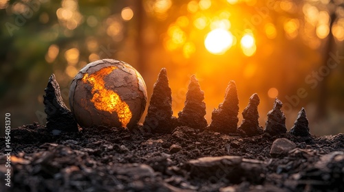 The Earth in Crisis: An evocative image symbolizes global warming and environmental change.