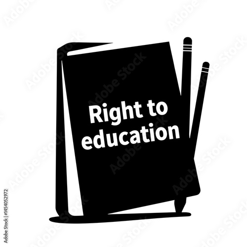 Book and pencil silhouette conveying right to education, empowerment