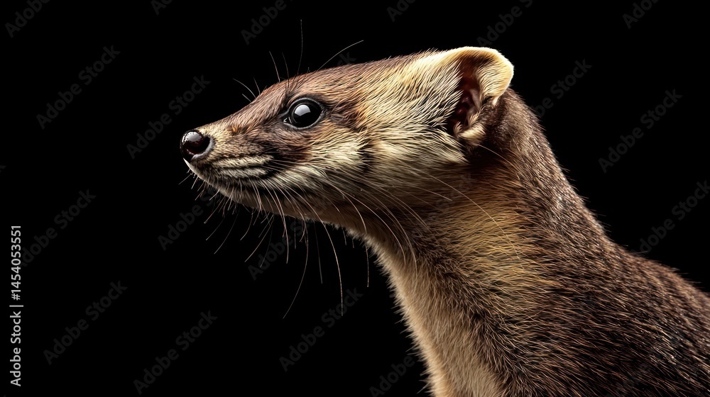 Fototapeta premium Close-up of a weasel with a sleek, shiny coat