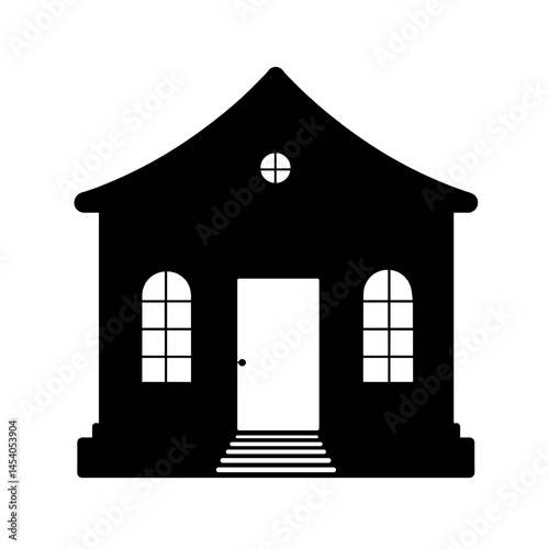 Inclusive library silhouette with accessible features on white background, accessibility
