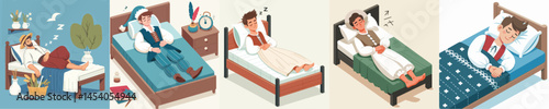 farmer vector sleeping on bed