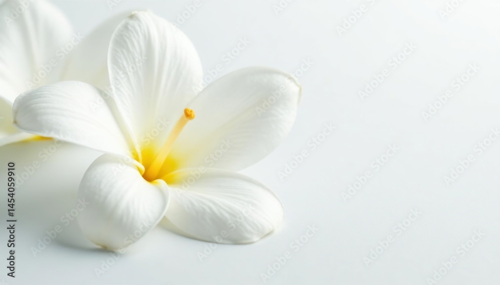 Fototapeta premium Close-up of pristine white petals on a pure white background, pure, white, delicate