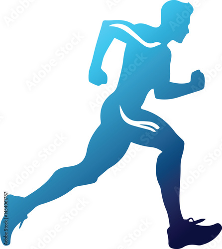 Blue running man silhouette. Athlete vector illustration logo. Adobe Illustrator Artwork