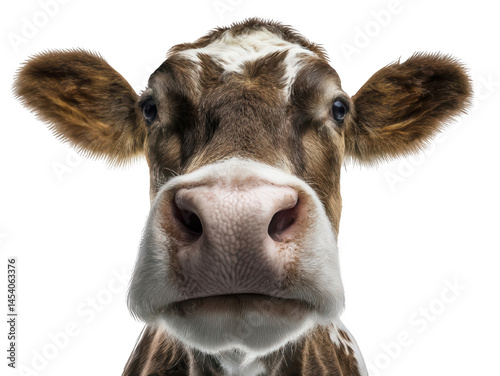 Cow Face Close Up in High Detail Transparent Background