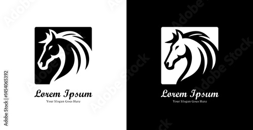 Horse head logo design combined with square