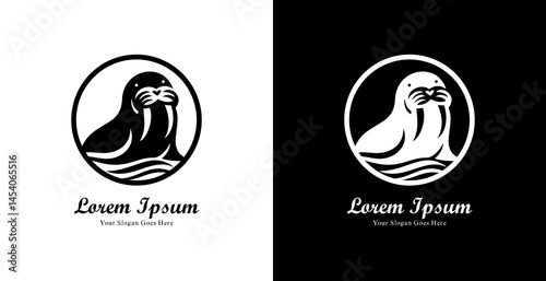 Walrus shaped logo design combined with a circle