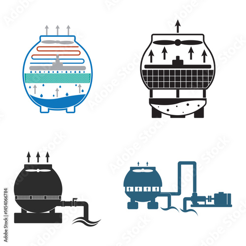 water cooling tower system daigram illustration