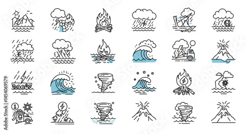 Natural Disaster and Extreme Weather Icon Set – Emergency and Environmental Awareness