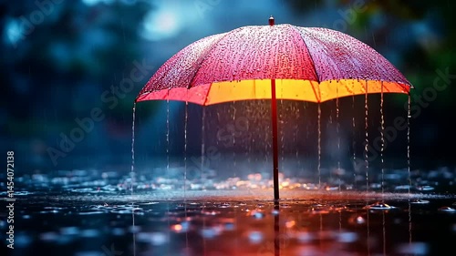 Wallpaper Mural Red umbrella in the rain, lit from within Torontodigital.ca