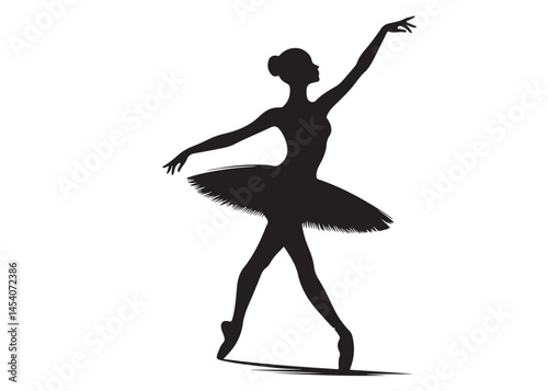 ballet dancer logo silhouette vector, ballet silhouette ballerina logo icon silhouette, ballet jumping dancer female dancer action pose black silhouette isolated on white background.