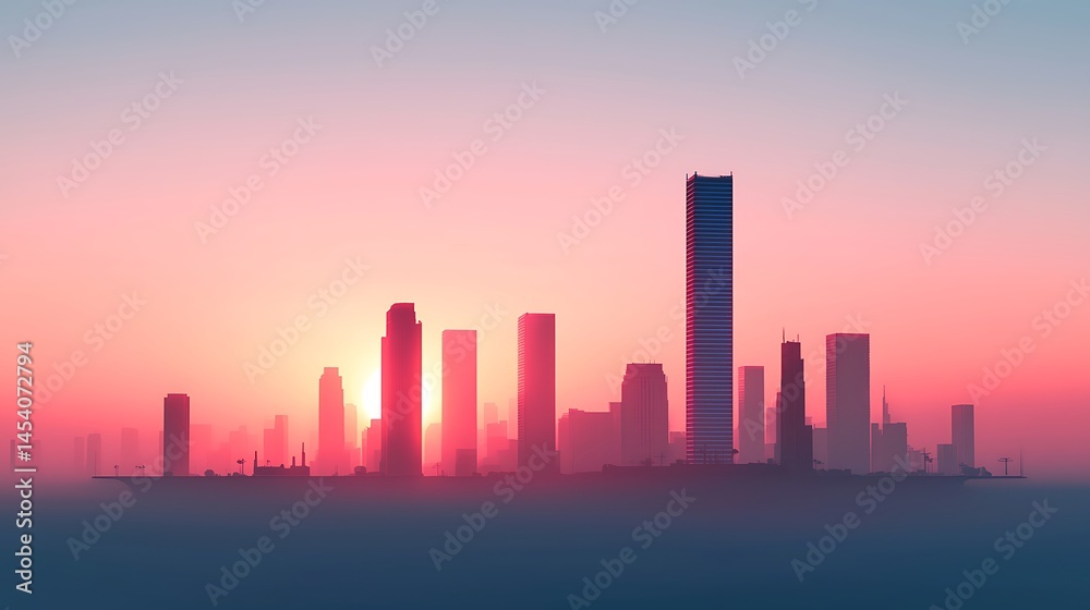 Futuristic City Skyline at Sunset on a Floating Island Futuristic City Skyline at Sunset on a Floating Island
