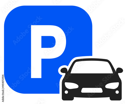 Car parking icon, car parking area sign - vector