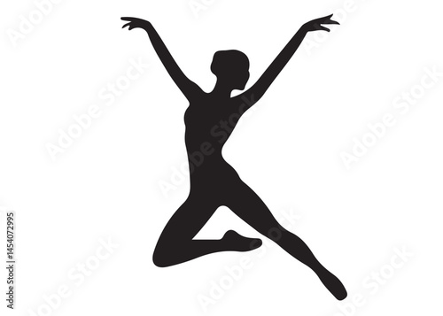 ballet dancer logo silhouette vector, ballet silhouette ballerina logo icon silhouette, ballet jumping dancer female dancer action pose black silhouette isolated on white background.