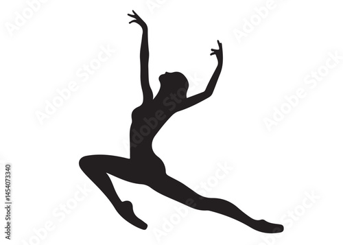 ballet dancer logo silhouette vector, ballet silhouette ballerina logo icon silhouette, ballet jumping dancer female dancer action pose black silhouette isolated on white background.