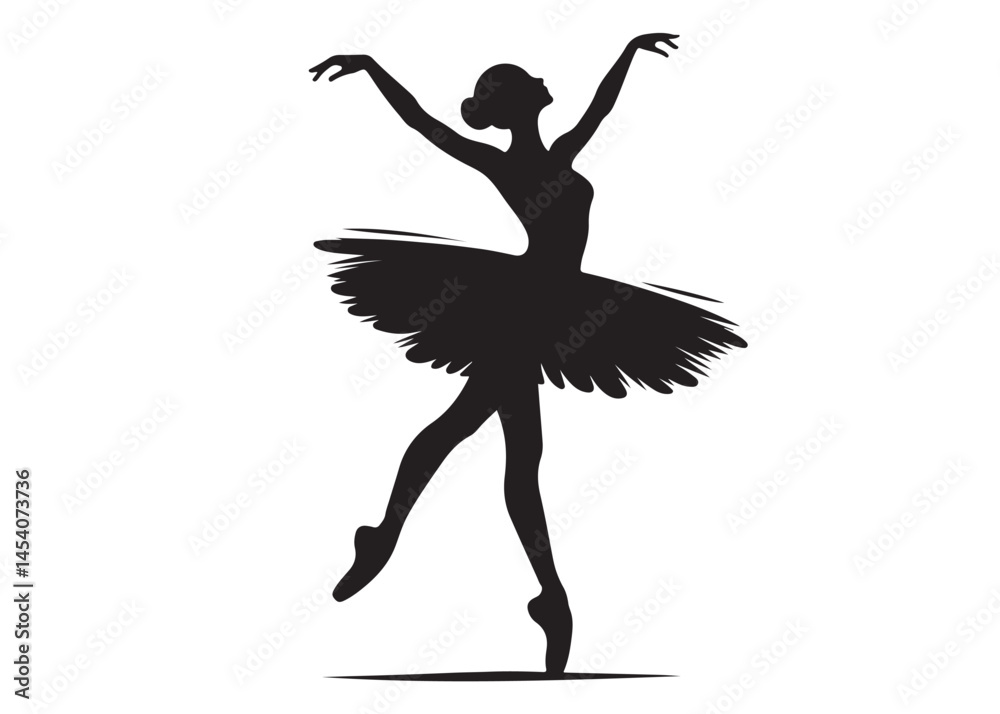 Obraz premium ballet dancer logo silhouette vector, ballet silhouette ballerina logo icon silhouette, ballet jumping dancer female dancer action pose black silhouette isolated on white background.
