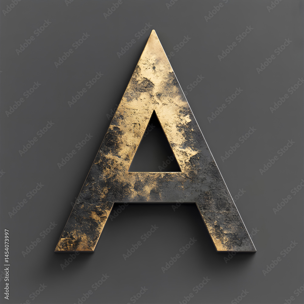 Minimalist abstract rendering of the letter A in metallic finish with deep shadows and smooth textures, designed to evoke modern identity or luxury branding concept in dark tones