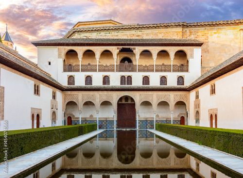 Court of Myrtles in Nasrid palace of Alhambra, Granada, Spain