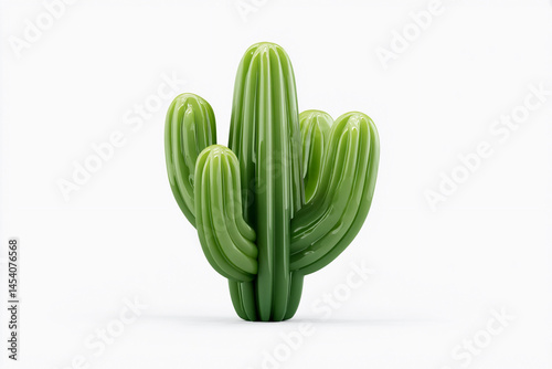 Unique green cactus sculpture designed with glossy finish displayed against a white background in studio setting