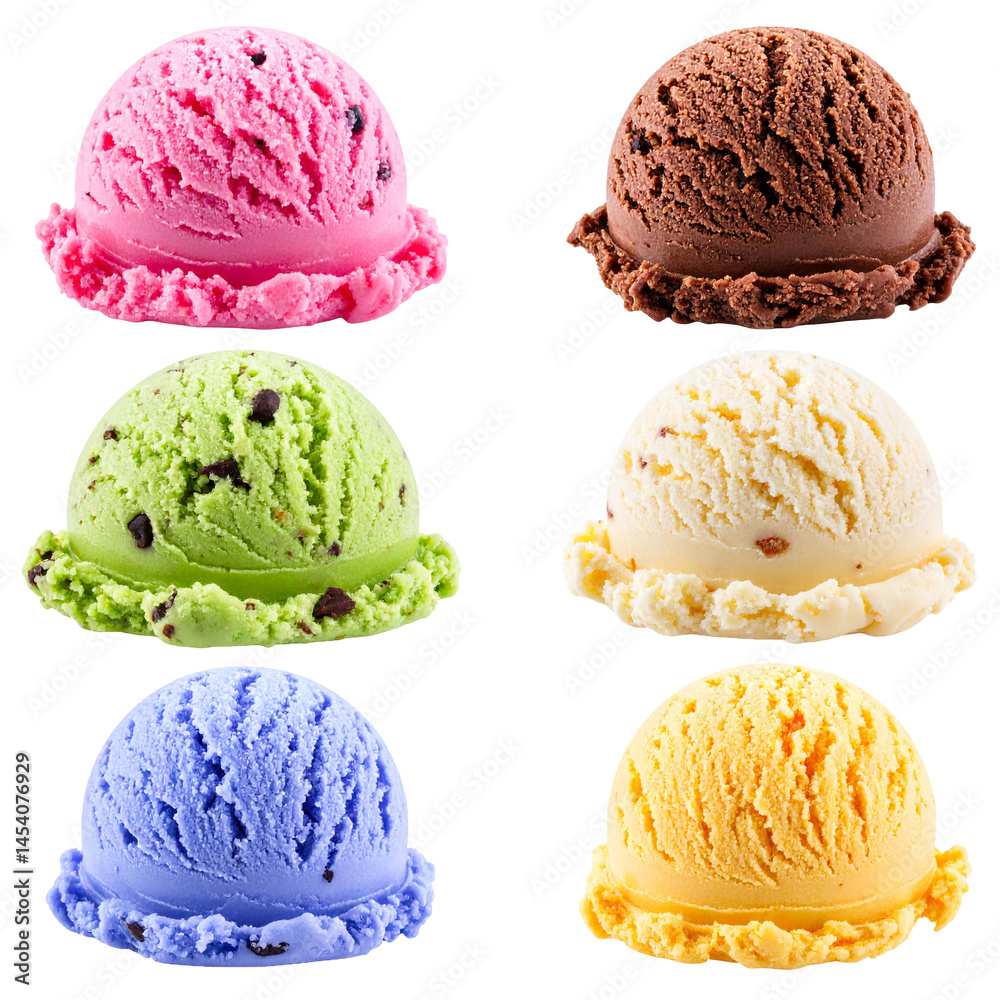 Set bundle of vibrant colorful ice cream scoops Set bundle of vibrant colorful ice cream scoops
