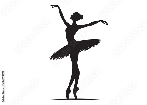 ballet dancer logo silhouette vector, ballet silhouette ballerina logo icon silhouette, ballet jumping dancer female dancer action pose black silhouette isolated on white background.