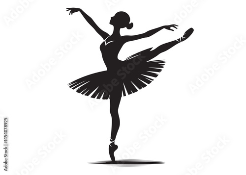 ballet dancer logo silhouette vector, ballet silhouette ballerina logo icon silhouette, ballet jumping dancer female dancer action pose black silhouette isolated on white background.