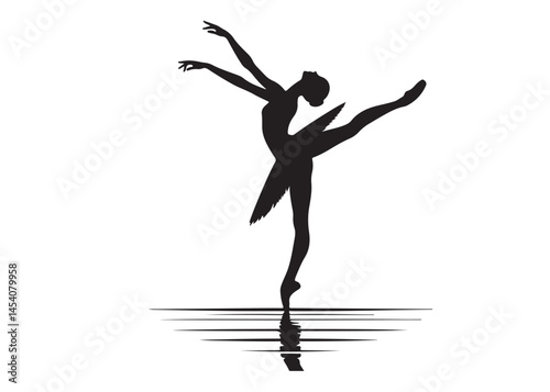 ballet dancer logo silhouette vector, ballet silhouette ballerina logo icon silhouette, ballet jumping dancer female dancer action pose black silhouette isolated on white background.