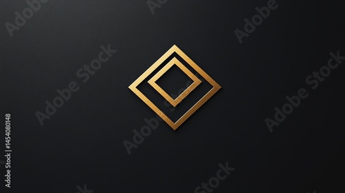 Digital illustration of a nested golden diamond emblem on a stark black background.