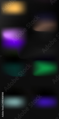 Colorful abstract blurred lights in multicolored hues against black background for creative design