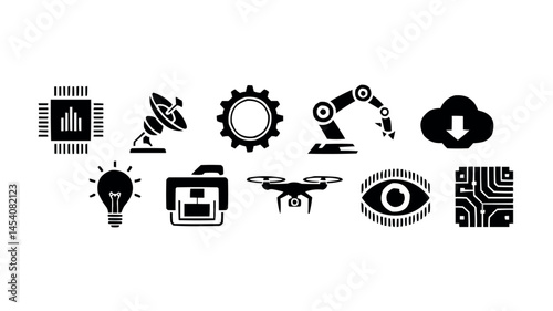 Modern Technology Icons Set for Innovation and Digital Concepts