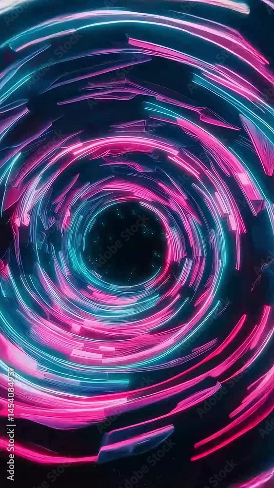 A mesmerizing neon tunnel composed of vibrant, swirling lines in shades of pink and blue creates a dynamic, futuristic visual effect against a dark background. A mesmerizing neon tunnel composed of vibrant, swirling lines in shades of pink and blue creates a dynamic, futuristic visual effect against a dark background.