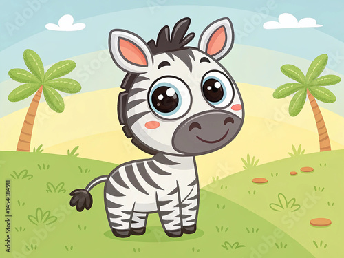 Illustration of cute zebra cartoon