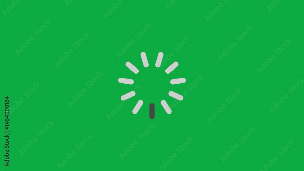 Stylish loading animation with gray graphics on a vibrant green screen background. Ideal for chroma key use in video editing, intros, and UI mockups.