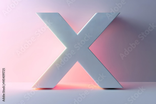 Obraz na płótnie Minimalist 3D-rendered letter X featuring geometric patterns and soft lighting, designed for abstract identity visuals and modern typography in clean, conceptual digital compositions w salonie
