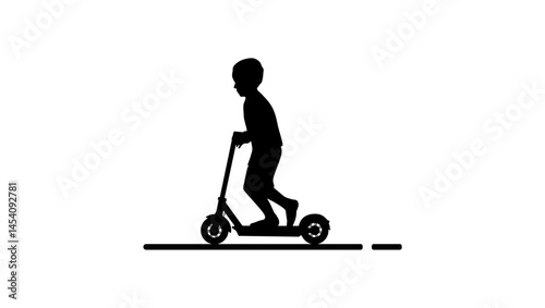 Kids Scooter, black isolated silhouette