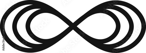 Intertwined triple infinity symbol forming a continuous loop, embodying abstract concepts such as limitless potential, eternal love, and boundless continuity