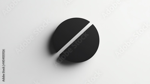 Digital illustration of a black circle bisected by a diagonal white line on a white background.