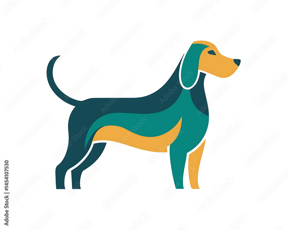 Fototapeta premium Flat and Minimal hound dog mascot logo icon design isolated on white background