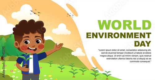 world environment day design. design with children's theme. suitable for introducing children to protecting the earth