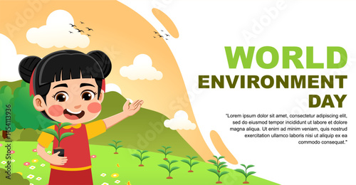 world environment day design. design with children's theme. suitable for introducing children to protecting the earth