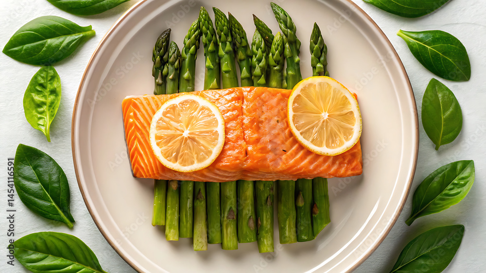 Weight loss meal delivery Healthy weight loss meal delivery with grilled salmon asparagus and lemon slices on plate Weight loss meal delivery Healthy weight loss meal delivery with grilled salmon asparagus and lemon slices on plate
