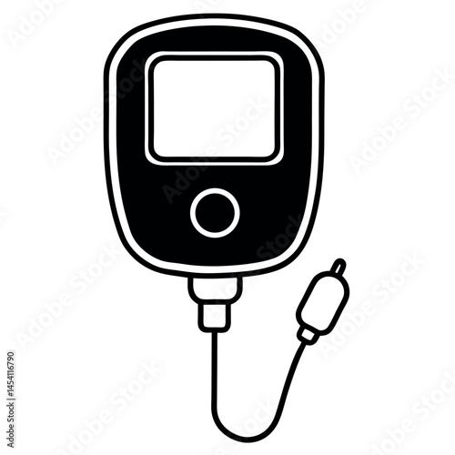 Silhouette of handheld blood glucose meter – white background medical icon