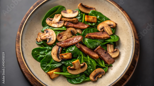 Weight loss meal delivery Weight loss meal delivery with fresh spinach mushroom and tofu served on plate for healthy eating