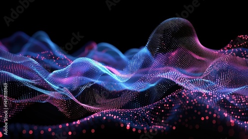 Digital data flow with glowing elements