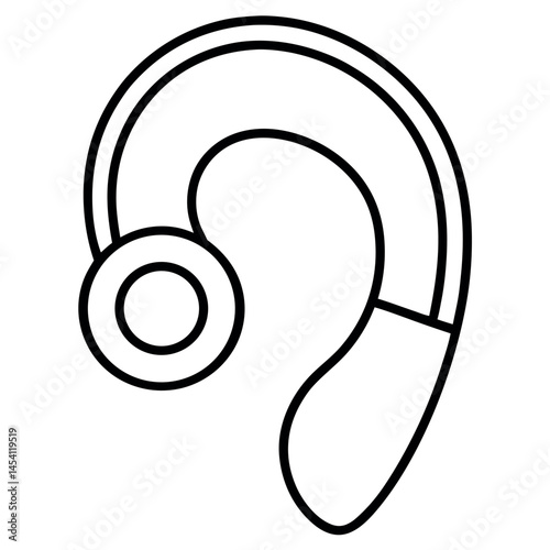 Behind-the-ear hearing device in bold silhouette – clean minimal illustration