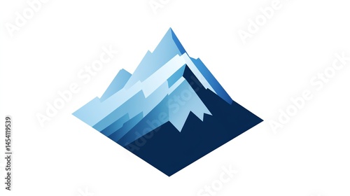 Digital illustration of stylized, layered mountains rendered in shades of blue and black.