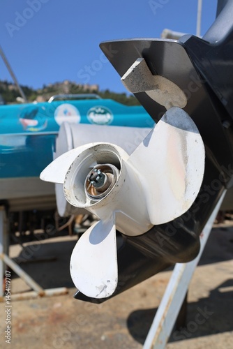 Boat propeller component. High quality photo