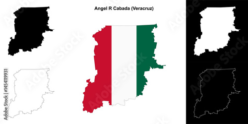Angel R Cabada municipality (Veracruz) outline map set