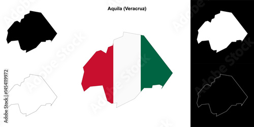 Aquila municipality (Veracruz) outline map set