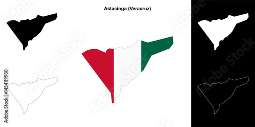 Astacinga municipality (Veracruz) outline map set
